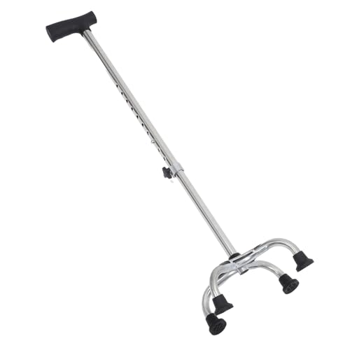 Beavorty Bastón de Trekking para Caminar con Base Plana de 4 Puntas, Ajustable en Altura, Acero Inoxidable Antideslizante para Personas Mayores y Movilidad Reducida, Uso Interior y