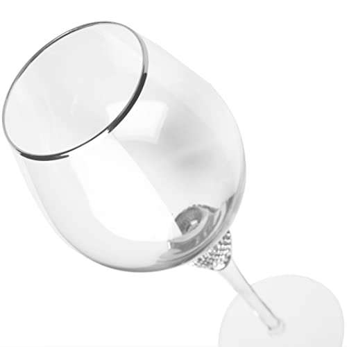 Berkware Set Of 6 Wine Glasses - Luxurious And Elegant Sparkling Studded Long Stem Red Wine Glass With Silver Rim #TOP3