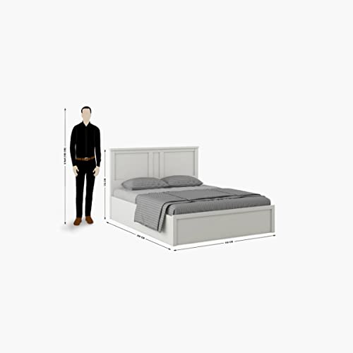 Image of Home Centre | Helios Reynan Aster King Size Bed with Hydraulic Storage | Engineered Wood | White | 1 Year Warranty