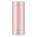 Tasse À Eau Électrique Thermostat RéGlable, 304 Qualité Alimentaire INOX Portatif Mini Bouilloire éLectrique 400ml, Ebullition Rapide, Interrupteur à Un Bouton, Intelligent Théière.(Color:Rose)