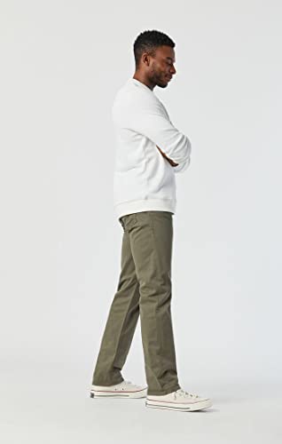 Mavi Zach Men's Straight Leg Pants, Regular Rise Twill Pants for Men, Dusty Olive Twill, Khaki Green Work Pants, 35 x 343