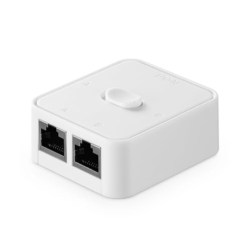 Image of Binardat Gigabit Network Switcher, Passive Ethernet Selector, in /Out to A or B Network, Bidirectional Manual Switcher, No Power Required (White)