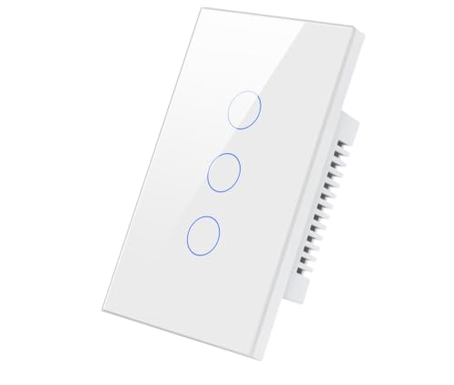 Tuya Wifi Smart Light Switch, 3 Gang Touch Touch Panel, Alexa & G...
