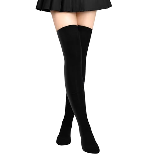 Aomig Chaussettes Hautes Montantes Femme, Genoux Longues Cuisse, Genou à Rayures Mi-Bollet, College Socks Accessoire de Costume (Épais Style-Longs Style)