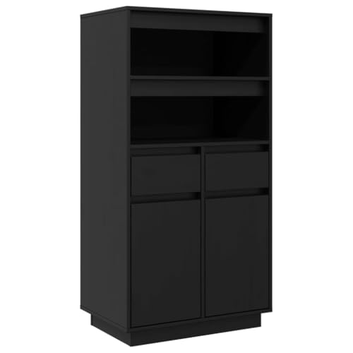 Annlera Armario auxiliar de almacenamiento, aparador de madera, mesa de teléfono, práctica mesa de consola, armario moderno, mueble para salón, armario con cajones, color negro, 60 x 40 x 116,5 cm