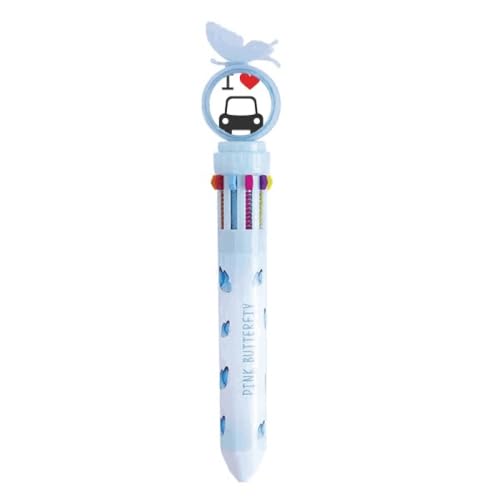 Stylo à bille rétractable multicolore robuste motif voiture cœur rouge écriture fluide