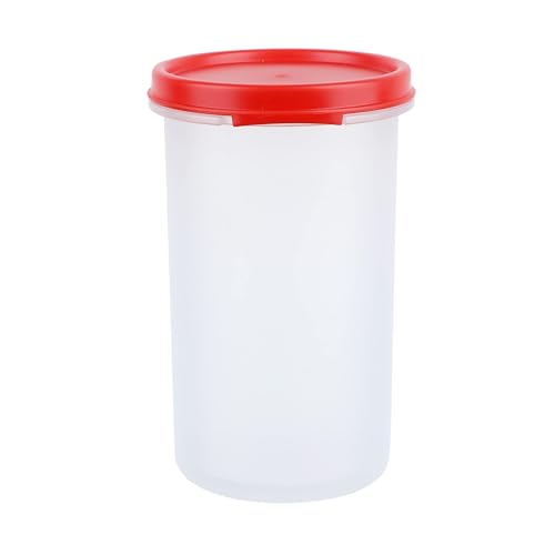 Image of SIMPARTE Smart Slim Storage Air-Tight Plastic Round Modular Container - for Juice, Dry Fruits - Stackable, BPA Free, Food Grade (585 ML, Red, Set of 8)