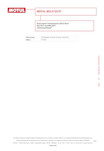 WOL-Motul Multi DCTF Dual Clutch Transmission Fluid High Performance Synthetic Lubricant Auto Gearbox DCT CVT 105786 (1 L)