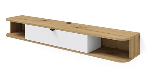 Homlando Icarus - Meuble TV Bas - 156 x 29 x 20 cm - Meuble TV Suspendu - Rond - Montage Mural -...