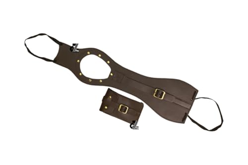 Image of Genuine Leather Motorcycle Tank Strap with Pouch Compatible with Royal Enfield Hunter 350 (Tank Strap with Pouch, Brown)