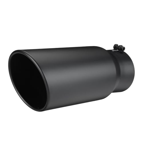Extremos Tubo Escape Coche Tubo Escape Universal Recto 4 Pulgadas Entrada 5 Salida Para Coche Punta 12 Longitud Anticorrosivo(Negro)