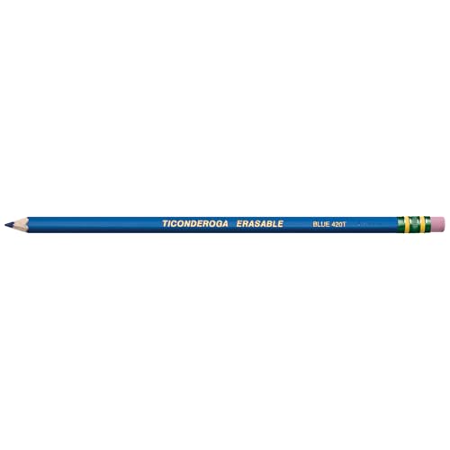 Image of Ticonderoga Erasable Checking Wood-Cased Pencils, Pre-Sharpened | Blue, 12 Count, Teacher Correcting, with High Quality Eraser