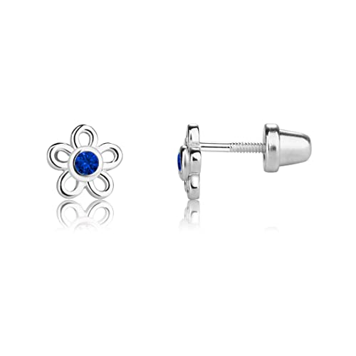 Cherished Moments Girls' Sterling Silver CZ Simulated Birthstone Daisy Earrings with Screw Back (6mm)