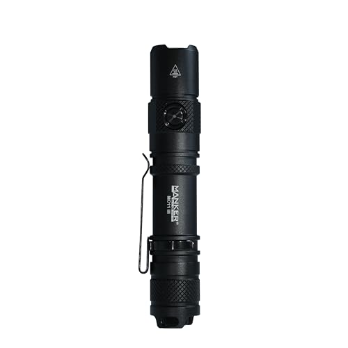 MANKER MC11 III Flashlight, 1400 Lumens Super Bright, USB-C Rechargeable, 410m Beam, IP68 Waterproof, 360Hrs Runtime for Outdoor Survival Hunting (Black)