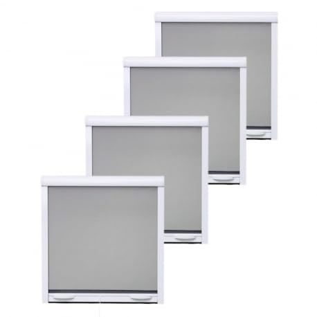 CEEBOO Pack éco de 4 moustiquaires enroulables H145 cm x L 100 cm alu Blanc