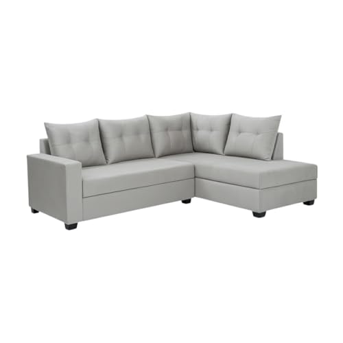 Image of SOCOZI Oriana 4 Seater RHS L Shape Sofa Set | Soft Velvet Suede Fabric | Modern Design | Plush Comfort Cushions for Living Room (Light Grey)