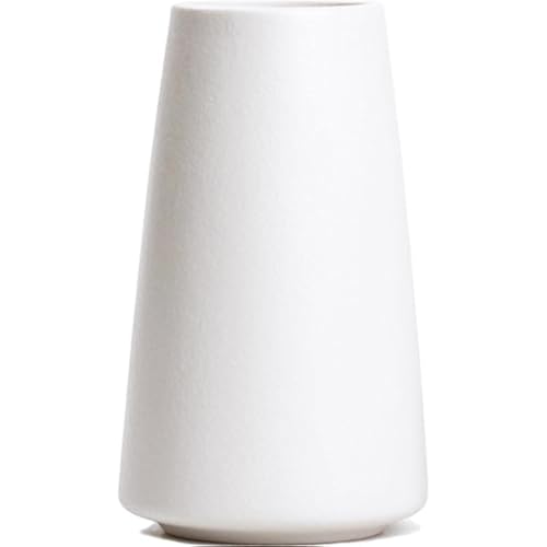 Simple Boho Ceramic Flower Vase for Home Decor (Bright White,Big)