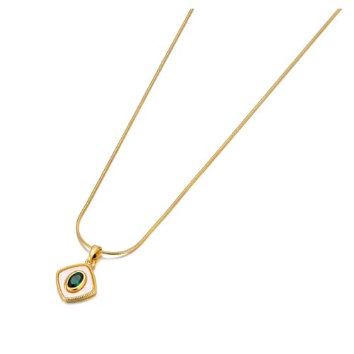 Chaîne tendance hommes pendentif vert coquillage naturel : collier femmes chic bijoux vintage N23071G