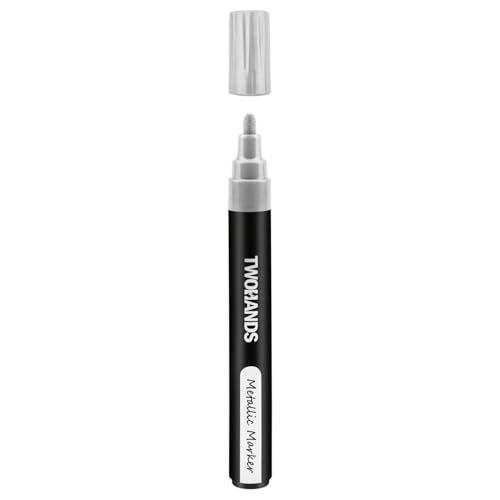 Image of Metallic Marker Pen Set of 3 | Shake and Use Paint Pens | Water-Based Quick Dry Non-Toxic Ink for Art, Craft, Card Making, Journaling, Rock Painting & Drawing (1 Gold & 1 Silver & 1 White)