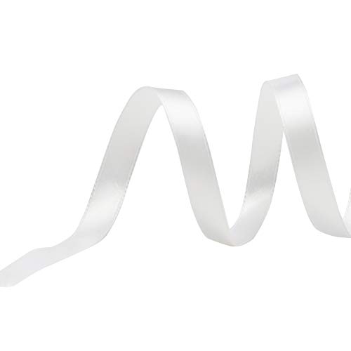 Image of Solid Color Double Faced White Satin Ribbon 1 /4 inch X 50 Yards, Ribbons Perfect for Crafts, Wedding Decor, Bow Making, Sewing, Gift Package Wrapping and More