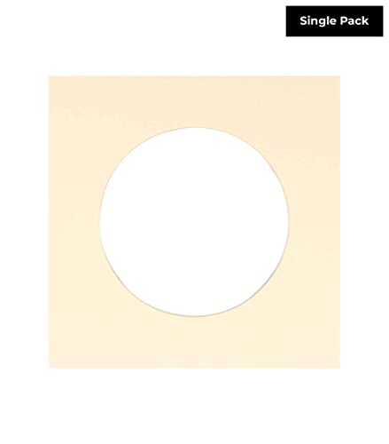 CountryArtHouse Cream Acid Free 18x18 Circle Picture Frame Mat with White Core Bevel Cut for 14x14 Pictures - Fits 18x18 Frame - Pack of 1 Matboard Show Kit with Acid Free Backing & Clear Bag