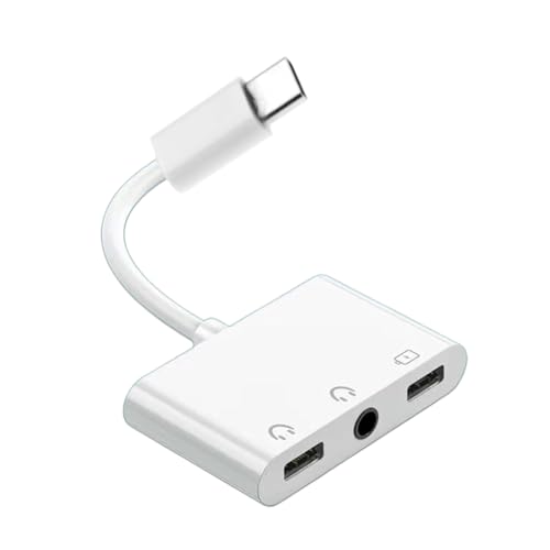 ���͂� Type C to 2 USB ����� 3.5mm �A�_�v�^�[�A�d���ƃ��X�j���O�𓯎��Ɏ��� �m�C�Y�L�����Z�����O USB �T�E���h �h���O��