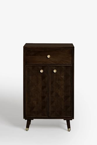 Image of The Attic Diamond Shoerack, Shoe Storage Cabinet for Home, Shoe Rack with Seat & Door, Shoe Organizer, Shoe Rack for Home, Walnut Matte Finish