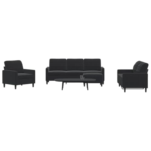 Brokky Juego de sofás con Cojines 4 Piezas Sofas de Salon sofá con Cojines Terciopelo Negro / 3278366