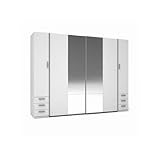 Blanc Meublorama Armario de 4 Puertas con Espejo y Armario - Blanco - Colección Star