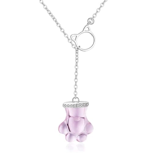 Chaîne de clavicule féminine et collier rose griffe mignonne ajustable pour femme