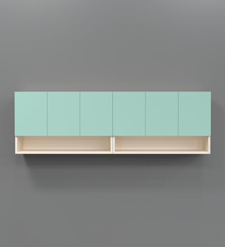 Image of SPECIALITY PANELS 6 Door Wall Cabinet with UV Profile Shutter | Wall Mounted Storage Cabinet for Kitchen Bathroom Living Room | Wooden Wall Cabinet Organizer Mint Finish DIY Assembly
