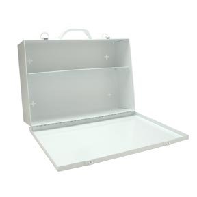 Metal First Aid Kit Industrial Style 2 Shelf Empty with Swing Door Wall-Mountable