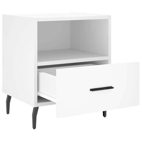 Lot de 2 tables de chevet blanc en bois d'ingénierie chic - 6