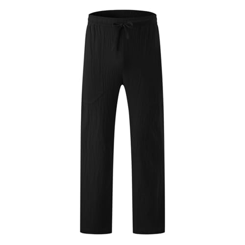 Male Casual Daily Solid Full Length Pants Mid Waist Big Pocket Drawstring Trousers Bedroom2