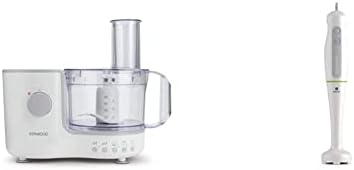 Kenwood Compact Food Processor, White & Hand Blender, One Speed Mixer with Turbo, Triblend Wand, Anti-splash, 600 W, HDP100WG, White
