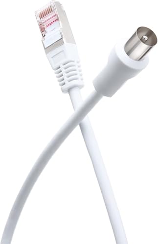 Câble TV Coaxial 9,52mm Ethernet RJ45 CAT8 Mâle/Mâle 2m Blanc Force Power Lite