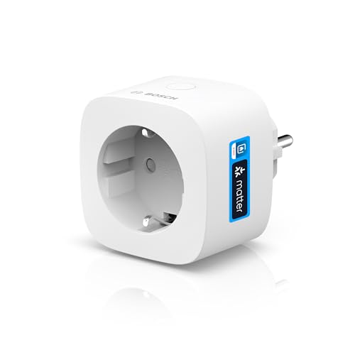 Bosch Smart Home Zwischenstecker kompakt [+M], smarte WLAN Steckdose, App steuerbar mit Energiesparfunktion, flexible Nutzung im Bosch Smart Home System oder herstellerübergreifend in Matter Systemen