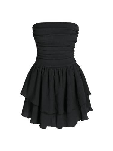 black dress with ruffles at the top Ms Ruffle Galore top main image 1