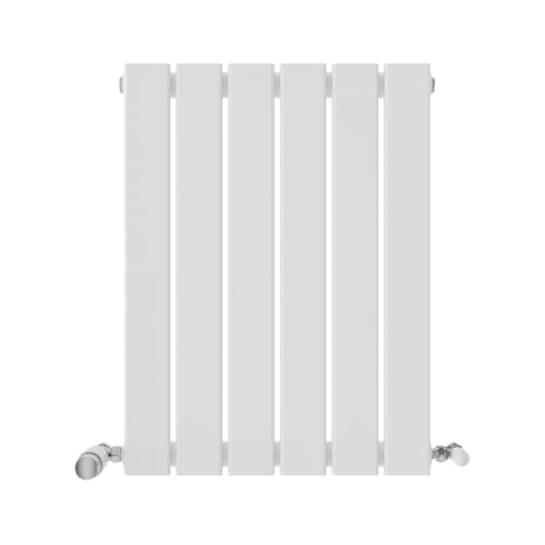 iBathUK Apex Wall Mounted Horizontal Single Slim Flat Panel Radiator, Steel 6-Column Hydronic Central Heating, High Thermal Output Design, Modern Designer Radiator in Matt White, 600x456mm