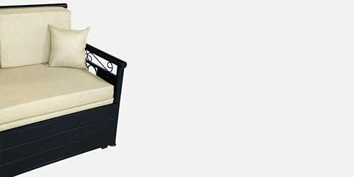 Image of Modern Upholstered Single Size Bed Without Storage | Single Size Bed for Bedroom with Headboard | Palang Furniture for Guest Room, Hotels and Home | Cream, (Cream)