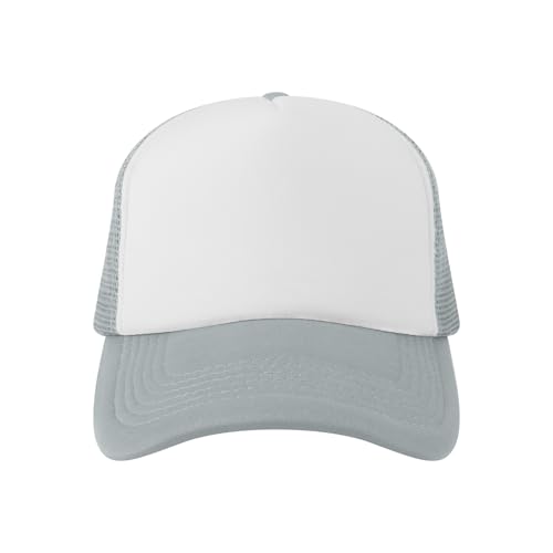 Image of TopTie Blank 5 Panel Trucker Hat Foam Front Mesh Back 2 Tone Trucker Snapback Hat