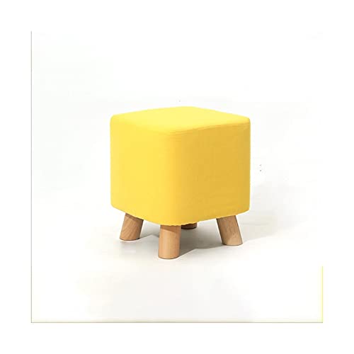 Taburete otomano súper suave con patas de madera, decoración moderna de muebles para sala de estar cómoda, taburete cuadrado para relajarse, taburete amarillo para zapatos