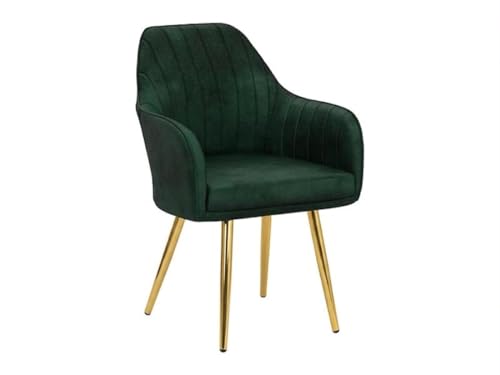 Image of Accent Chairs for Living Room | Modern Armchair in Velvet Fabric with Golden Legs | Pack of 1 Chair for Home, Office, Restaurent, Cafe (Green)