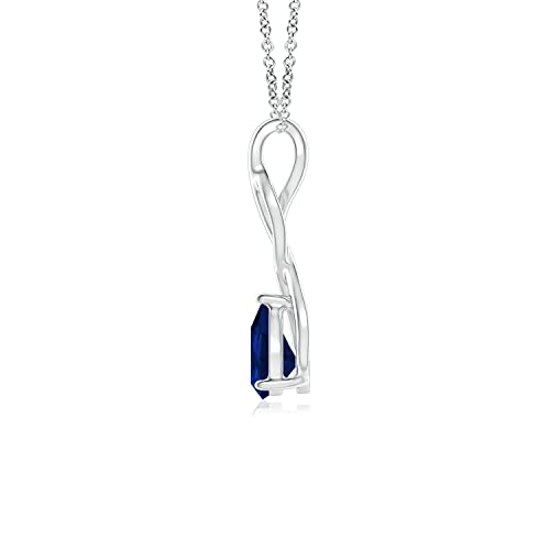 Angara Natural 0.75 Carat Blue Sapphire Infinity Pendant Necklace for Women with Diamonds in 14K White Gold With 18 Inch Chain - September Birthstone Jewelry Gift2