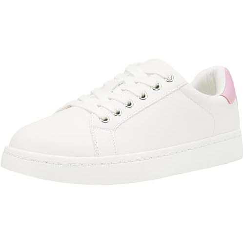 Vepose Women's Walking Sneakers, White Dressy Tennis Shoes with Arch Support, Lace up Casual Low Top Fashion Travel Shoes