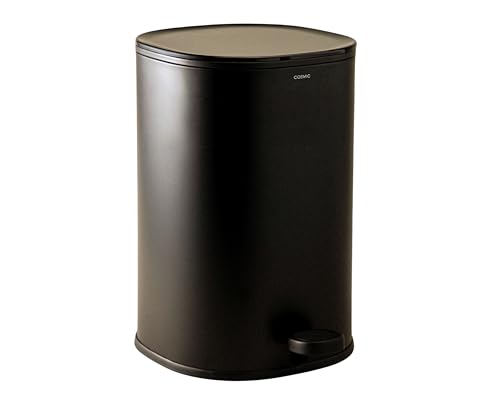 Papelera de baño negra con pedal diseño circular minimalista de 5L COSMIC Essentials