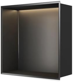 AYCDL LED Illuminated Stainless Steel Shower Waterproof Bathroom Shelf nizer for a Tidy Space Shower Storage Solution Modern Design Durable and Stylish,Nero-32x32x12.5cm