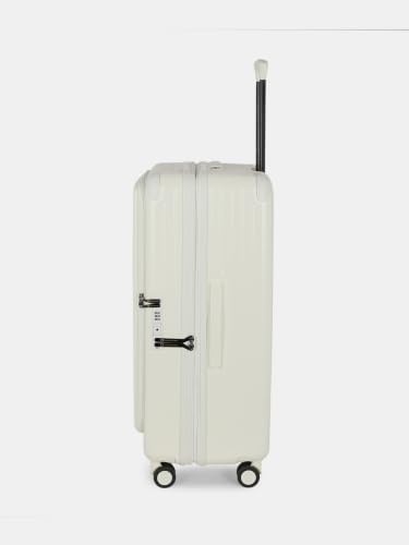 Image of SWISS MILITARY Polycarbonate Summit 360 Rotatable 8 Wheel 80cm Hard Trolley Luggage, Anti Theft Zip, TSA Lock, 15.6 inch Laptop Compartment, Expandable Storage Suitcase & Dust Cover Free Large White 137L