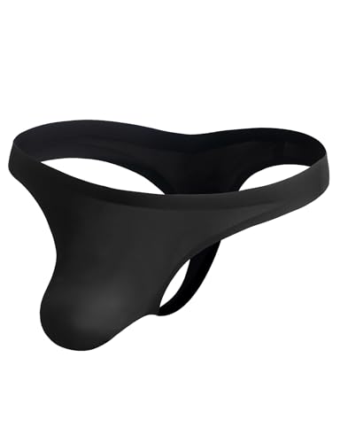 ohyeahlady Mens Sexy Thong Underwear Briefs G-String Pouch Ice Silk Lingerie for Mens Breathable Sheer Panties S-2XL