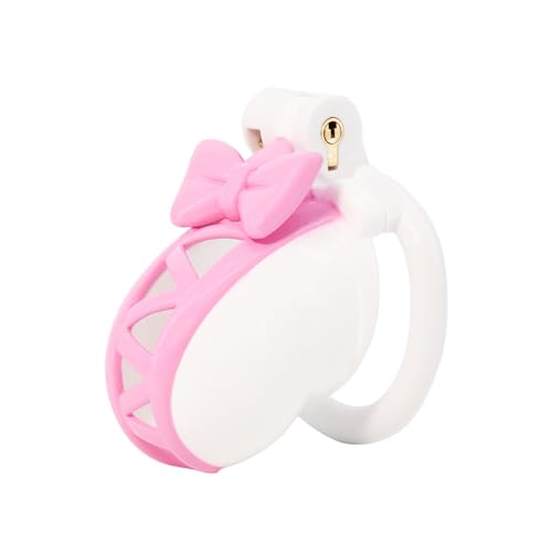 Men's Resin Breathable Cage with Pink Bow, 1 Set Includes 4 Adjustable Rings-USZZ34 (Cage)
